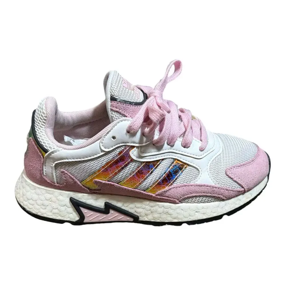 Adidas Tresc Run J Girls Pink and White Iridescent Sneakers EH1083